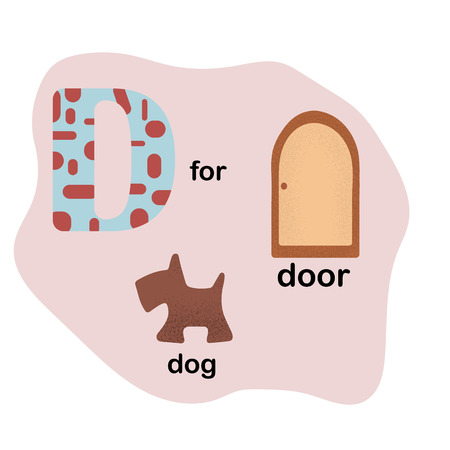 Children's Font in flat style illustration. Stylish multicoloured set.のイラスト素材