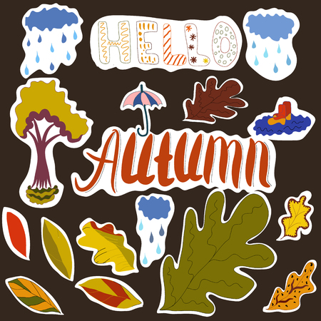 Autumn illustration, hand-drawn objects.のイラスト素材