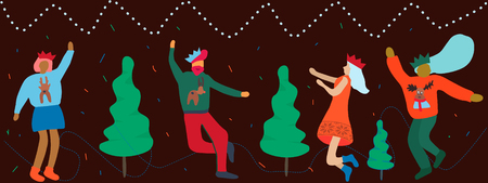 Christmas Jumper celebration season. Funny tradition in December.のイラスト素材