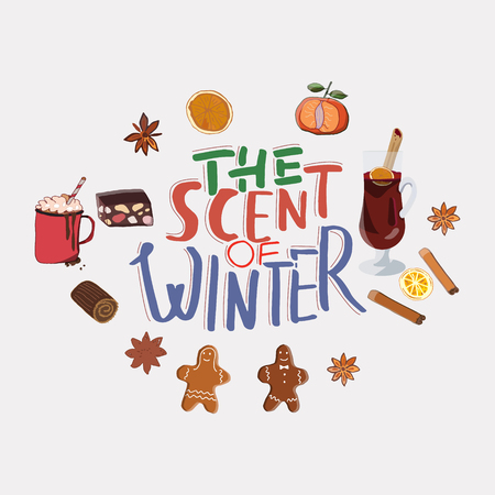 The scent of winter lettering illustration.のイラスト素材