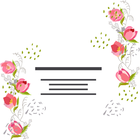 Round floral composition. Home decoration, poster, banner, print, textile design element. Vector illustration.のイラスト素材