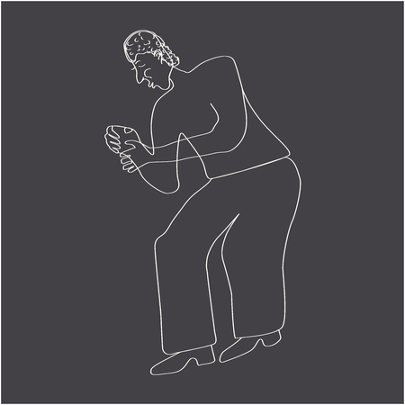 Silhouette of a musician. Isolated on black background. Illustration  greeting card, poster design element. Vectorのイラスト素材