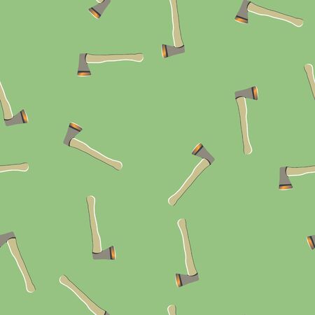Axe seamless pattern, travel target concept in repeat pattern. Green background.のイラスト素材