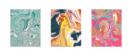 Trendy abstract marble texture background set. Modern artwork paint swirls. For wallpapers, banners, posters, cards, invitations, website design. Vector illustration.のイラスト素材