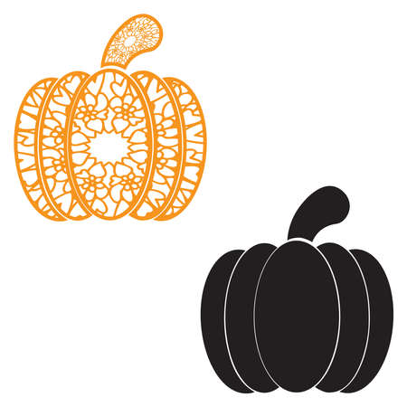 Papercut mandala pumpkin isolated on the white background. Vector illustrationのイラスト素材