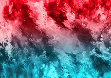 Red and teal abstract texture background. Colorful splashes print. Wet paint brushes. Creative...