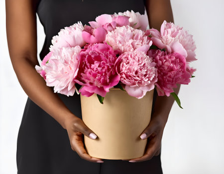 A beautiful bouquet of pink peonies, ideal for Valentine\'s Day to show your love.の写真素材
