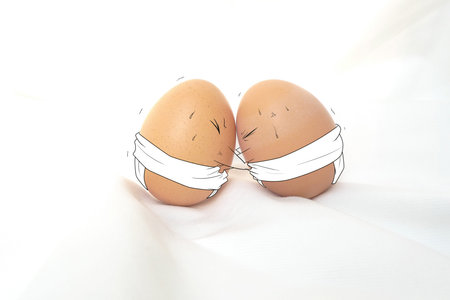 Two eggs  on a white background