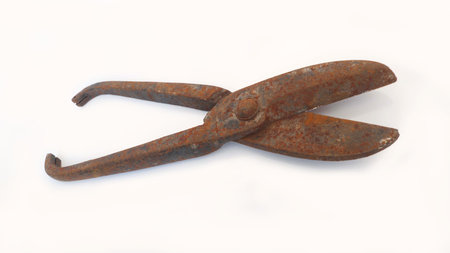 Scissors for metal cutting, it is isolated on the white. 