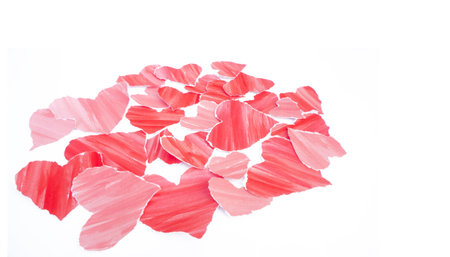 Red hearts confetti Valentine's day on White background.