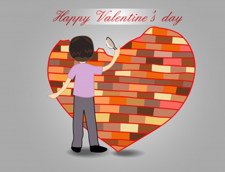 heart brick wall illustration for design.のイラスト素材