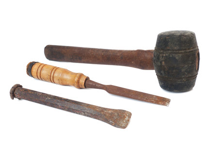 Rusty Old Tools on White background.