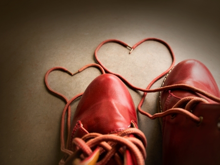 Red shoes with Lovely Heart.の写真素材