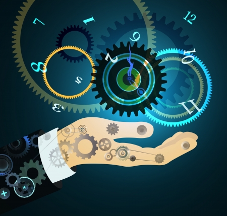 Time concept on business man handの写真素材