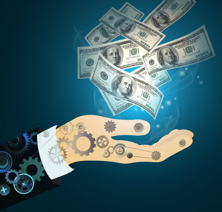 hand with Many dollars conceptの写真素材