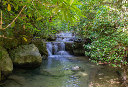 Erawan waterfall in deep forest ,Kanchanaburi, Thailandの写真素材