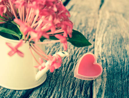 Valentines Day with hearts and flowerの写真素材