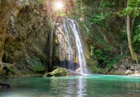 Erawan waterfall in deep forest ,Kanchanaburi, Thailandの写真素材