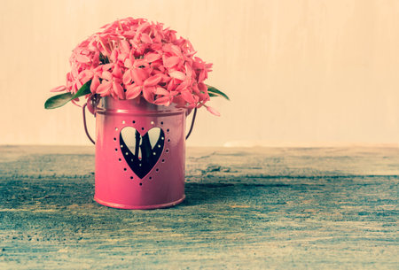 Valentines Day background with hearts shape and flower.の写真素材