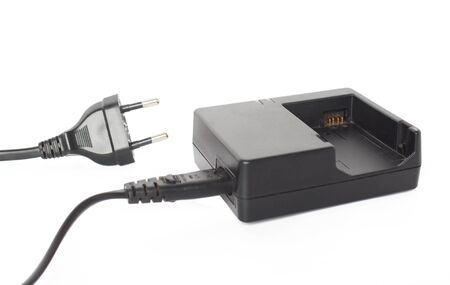 Battery charger isolated on white backgroundの写真素材