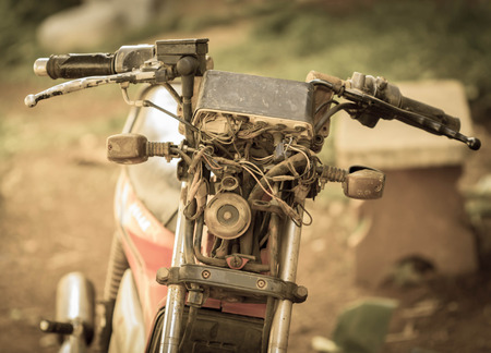 Old rusty motorcycle,Vintage background.の写真素材