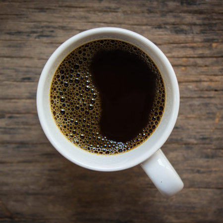 Coffee cup on a old wooden.