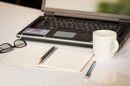 Laptop on the working place in the office.の写真素材