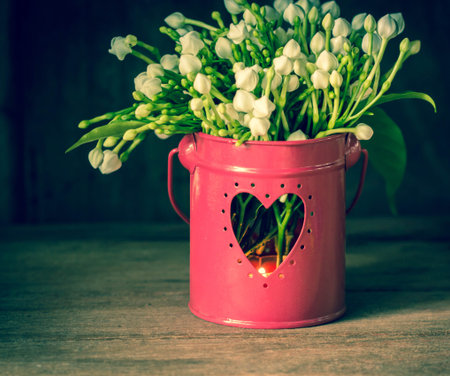 Valentines Day background with hearts shape and flower.の写真素材