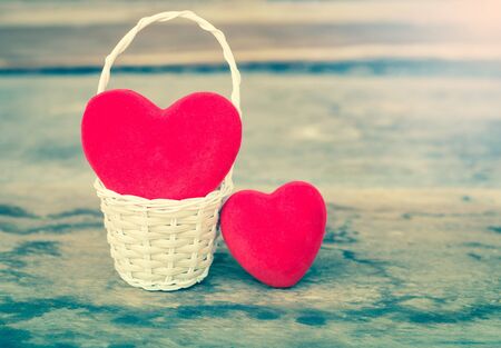 Red hearts in basket ,Valentines Day .の写真素材