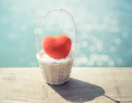 Red hearts in basket ,Valentines Day .の写真素材