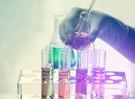 Scientist hand holding a Test tubes,Laboratory research.