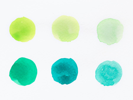 set of watercolor green circles.の写真素材