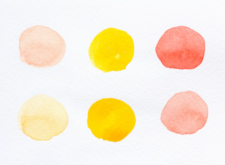 set of watercolor yellow circles.の写真素材