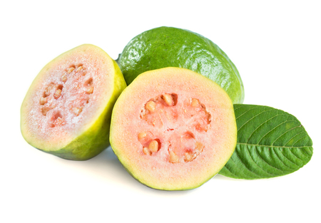 Fresh guava fruit on white background with clipping path.の写真素材