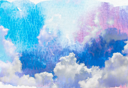 Abstract watercolor clouds and sky background.の写真素材