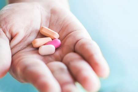 Medicine pills in doctor hand.の写真素材