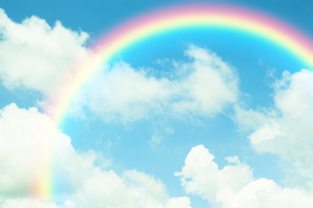 Rainbow in Blue sky with cloud.の写真素材