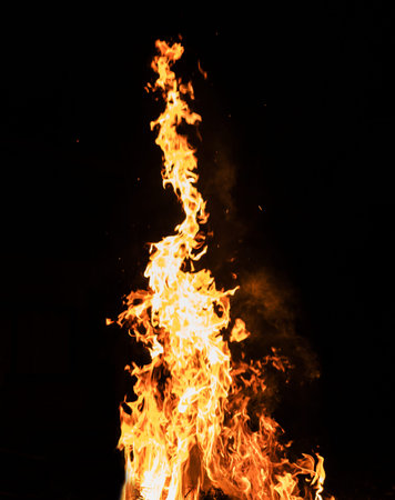 Fire flames on a black background
