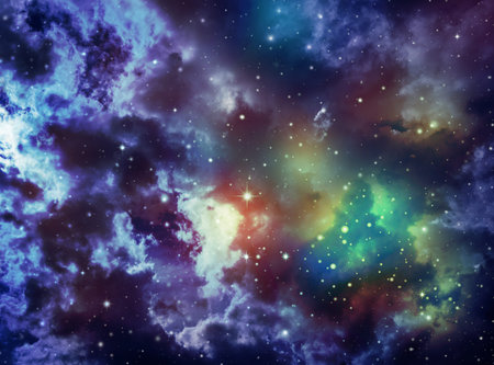 Space of night sky with cloud and stars.