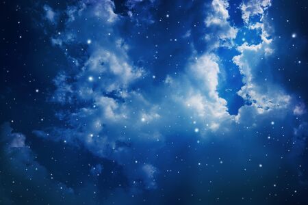 Space of night sky with cloud and stars.の写真素材