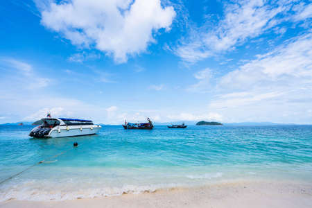 Boat on the beach. Summer holiday and vacation concept background ,tropical landscape.の写真素材