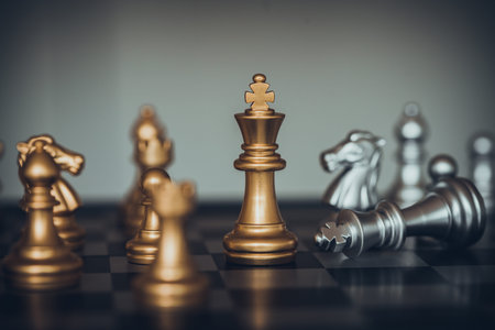 King chess battle on chessboard,Concept for business strategy and tactic battle,Success, business...