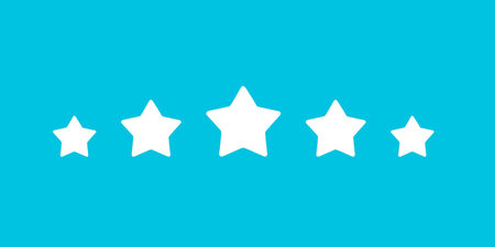 Five stars on blue background.