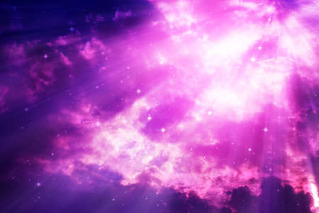 Stars in the night sky with light,purple background.の写真素材