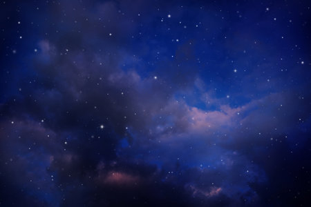 Space of night sky with cloud and stars.の写真素材