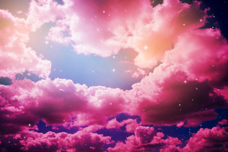 Space of night sky with cloud and stars.の写真素材