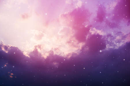 Space of night sky with cloud and stars.の写真素材