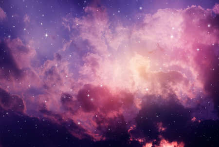 Space of night sky with cloud and stars.の写真素材