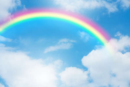 Blue sky and clouds with rainbow.の写真素材