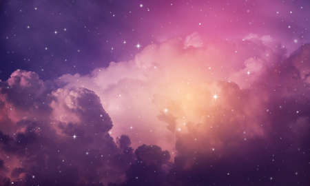 Space of night sky with cloud and stars.の写真素材